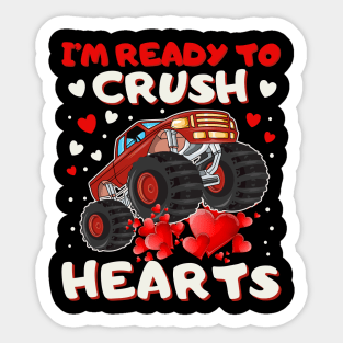 Valentines Day Monster Truck Boys Toddler I Crush Hearts Monster Truck Boys Toddler I'm Ready to Crush Hearts Sticker